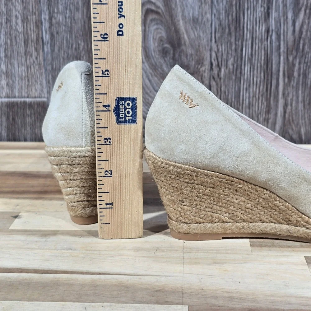 Viscata Barcelona Suede Espadrille Wedge Pumps Beige‎ Made in Spain Size 40